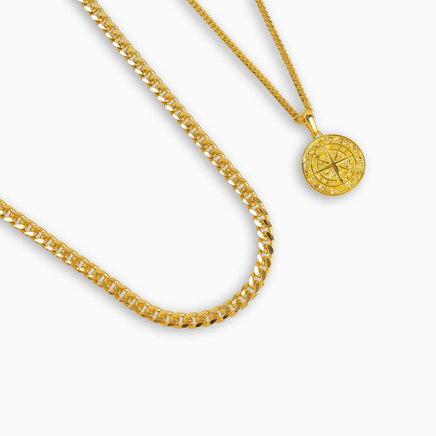 NASZYJNIK Z KOMPASEM NA ŁAŃCUSZKU, SREBRO 925, POZŁACANY 18-KARATOWYM ZŁOTEM