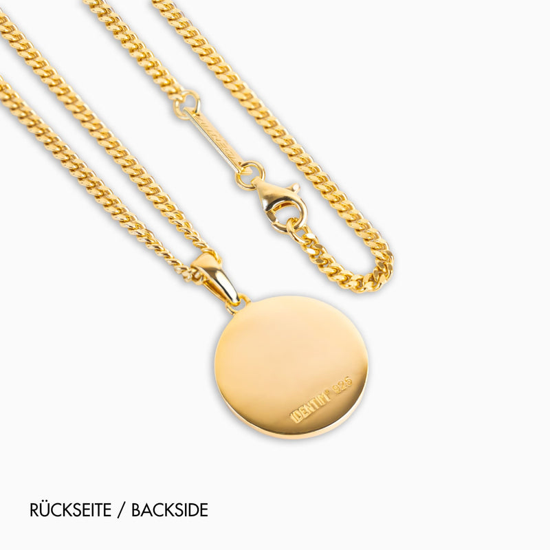 NASZYJNIK Z KOMPASEM, SREBRO 925, POZŁACANY 18-KARATOWYM ZŁOTEM