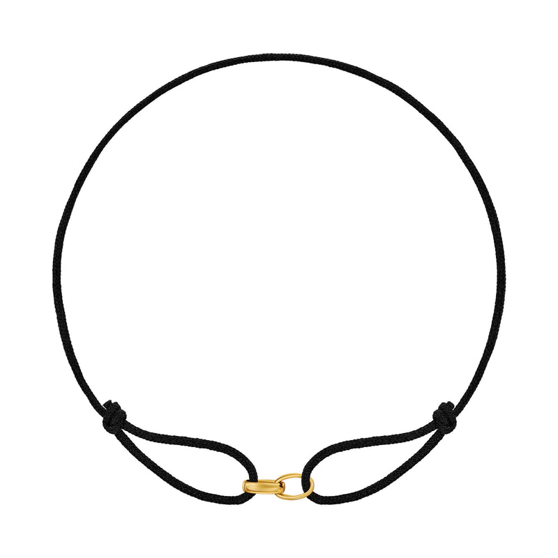 BRANSOLETKA GLORY CZARNA BRANSOLETKA MATERIAŁOWA 585 ZŁOTA