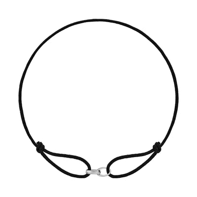 BRANSOLETKA GLORY CZARNY STOFFARMBAND 585 BIAŁE ZŁOTO
