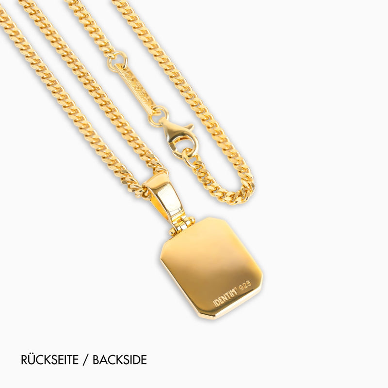 NASZYJNIK ONYKS OŚMIOKĄTNY SREBRO 925 POZŁACANE 18-KARATOWYM ZŁOTEM