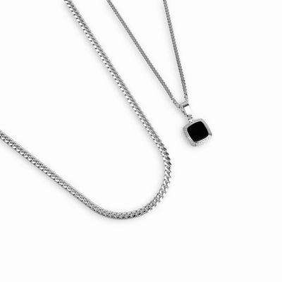 SECESYJNY NASZYJNIK Z ŁAŃCUSZKIEM NA KRAWĘDZIACH, SREBRO 925 RODOWANE