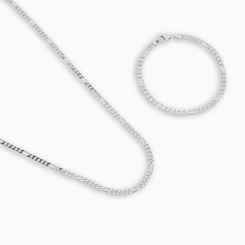 NASZYJNIK FIGARO ZESTAW 925 SREBRO RODOWANE 3,40MM