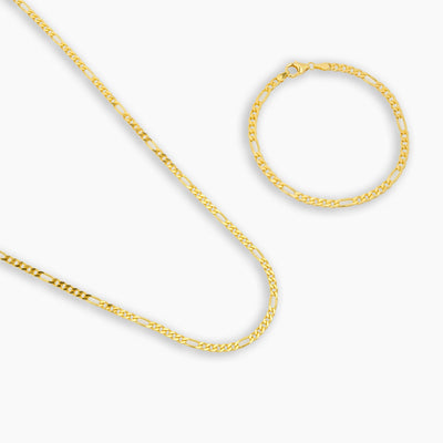 NASZYJNIK FIGARO KOMPLET 925 SREBRO 18 KARATOWE POZŁACANE 3,40MM