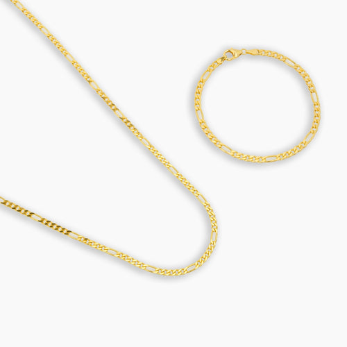 NASZYJNIK FIGARO KOMPLET 925 SREBRO 18 KARATOWE POZŁACANE 3,40MM