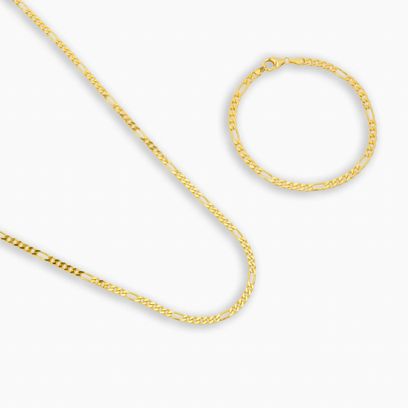 NASZYJNIK FIGARO KOMPLET 925 SREBRO 18 KARATOWE POZŁACANE 3,40MM