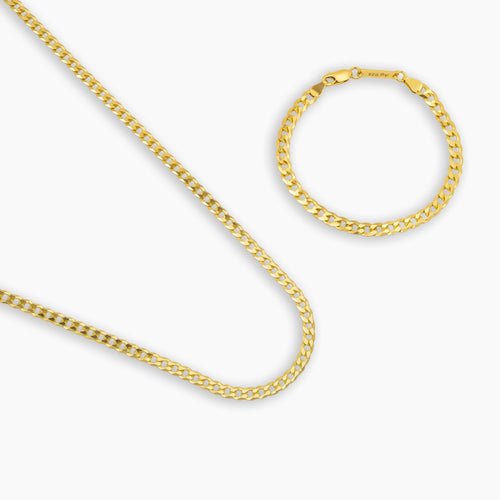 ZESTAW ŁAŃCUSZKÓW PANZER 925 SREBRO 18 KARATÓW POZŁACANE 5,00 MM