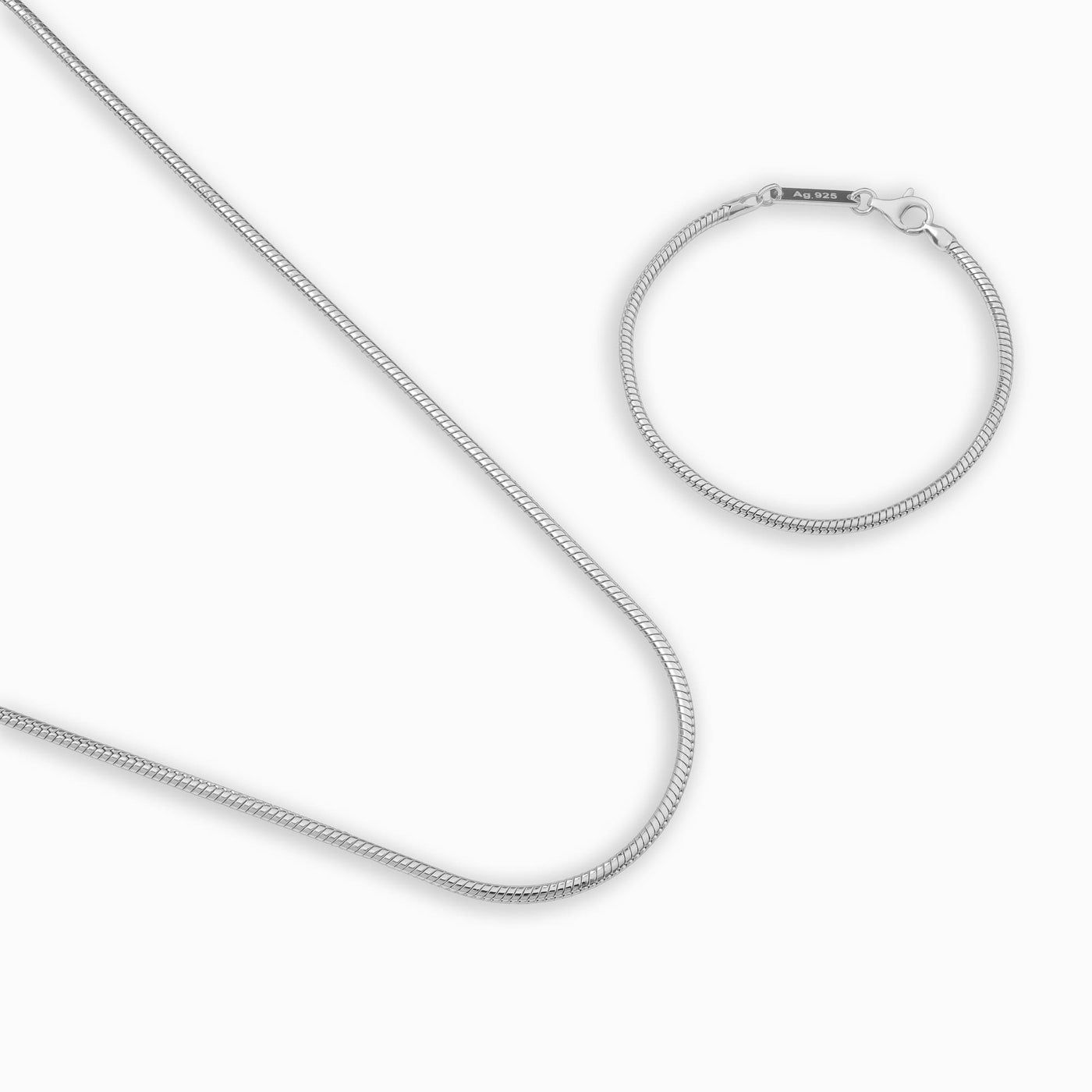 ŁAŃCUSZEK WĘŻOWY ZESTAW SREBRO 925 RODOWANE 2,50MM