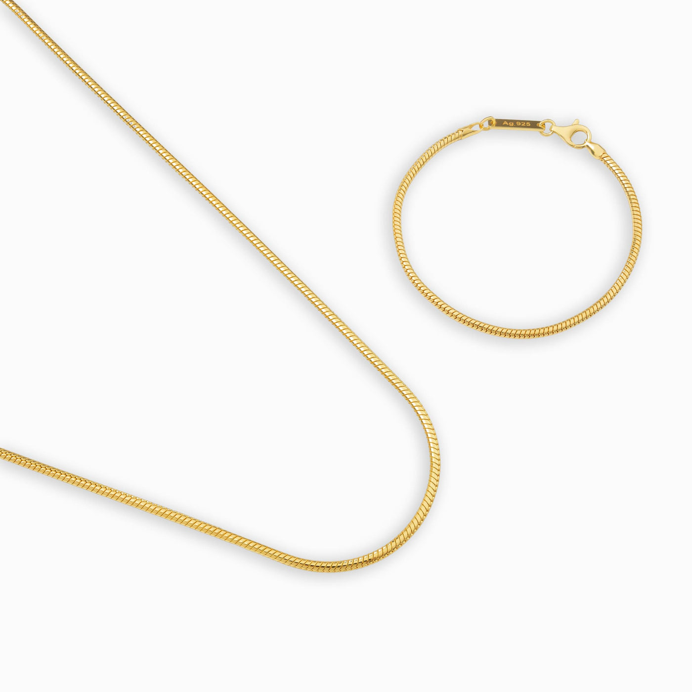 ZESTAW ŁAŃCUSZKÓW WĘŻOWYCH ZE SREBRA 925 POZŁACANEGO 18-KARATOWYM ZŁOTEM 2,50 MM