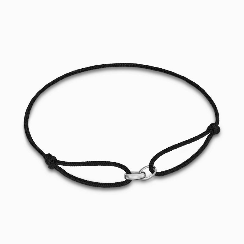 BRANSOLETKA GLORY CZARNY STOFFARMBAND 585 BIAŁE ZŁOTO