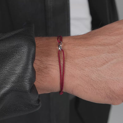 BRANSOLETKA GLORY BORDEAUX STOFFARBAND 585 BIAŁE ZŁOTO